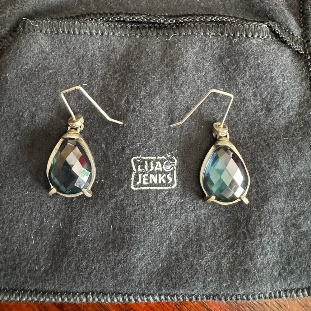 Lisa Jenks Elegant Silver and Black Teardrop Earrings